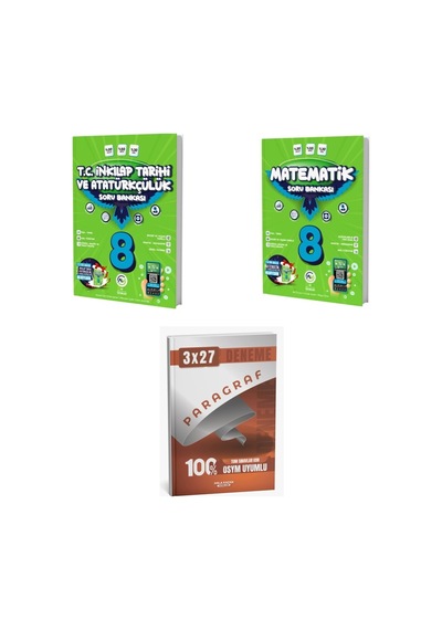 2027 2027 Av 8. Sınıf İnkılap Tarihi Ve Atatürkçülük + Matematik Soru + Anla Kazan Paragraf Deneme 3'lü Set