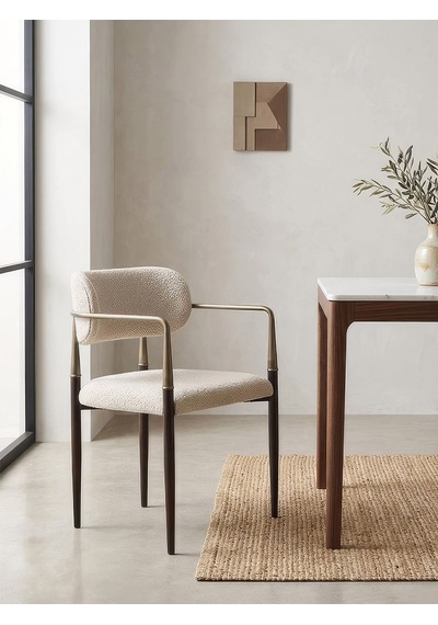 Elegance Kolçaklı Metal Mutfak Sandalyesi Siyah - Krem