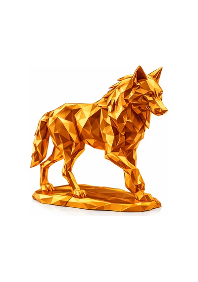 Parlak Bronz Low Poly Kurt Biblo Geometrik Kurt Figürü Modern Masaüstü Dekor