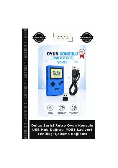 Delux Serisi Retro Oyun Konsolu Usb Hub Dağıtıcı Yd51 Lacivert Yenilikçi Çalışma Bağlantı