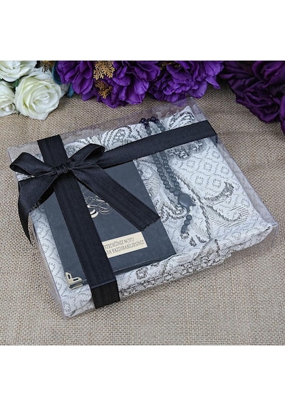 Hediyelik Kadife Kaplı Yasin Kitabı, Seccade, Kokulu Tesbih, Asetat Kutulu 26 23 Paket Siyah