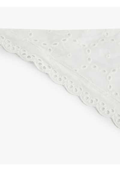 Koton Pamuklu Dantelli Üçgen Bandana Beyaz 6sak50053aa