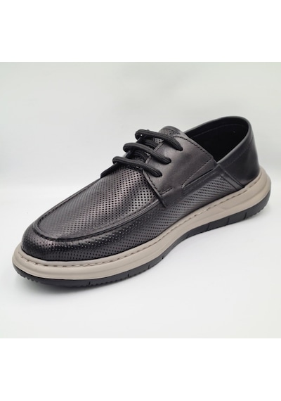 Greyder 64695 Siyah Hakiki Deri Erkek Casual Comfort Ayakkabı Siyah
