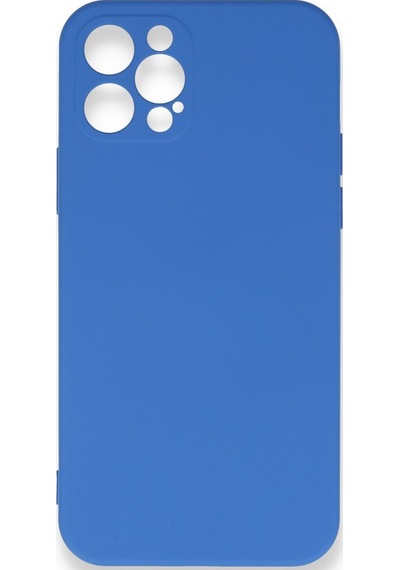 Apple Uyumlu iPhone 12 Pro Max İçi Kadife Kaplı Esnek Silikon Kapak Ryc/ Nano Lansman Mavi
