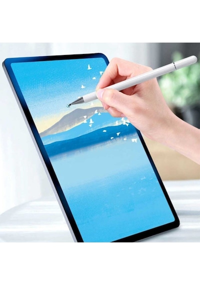 Dokunmatik Kalem 2 In 1 Passive Stylus Kapasitif Tablet Kalemi Beyaz
