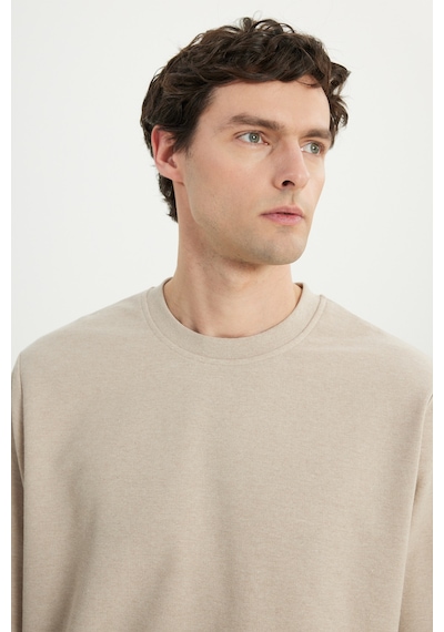 AC&Co / Altınyıldız Classics Erkek Standart Fit Normal Kesim 2 İplik Recycle Pamuklu Bisiklet Yaka Sweatshirt - Bej