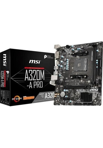 Msi Amd A320m-a Pro Ddr4 3200 Oc Dvı Hdmı Glan Am4 Usb3.2 Matx
