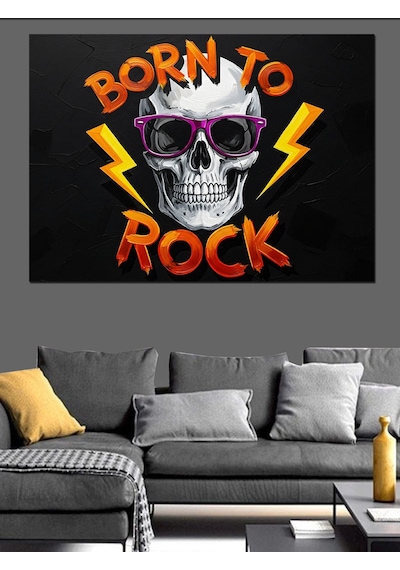 Rock Kurukafa Dekoratif Kanvas - Mdf Ahşap Tablo