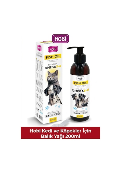 Hobi Kedi Ve Köpekler İçin Omega 3-6 Balık Yağı 200 Ml Deri Ve Tüy Bakım Desteği