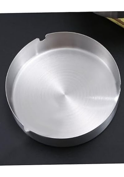 Paslanmaz Çelik Mat Açık Yuvarlak Model Küllük Dekoratif Kül Tablası 10 Cm Küllük Metal Metalik Yuva
