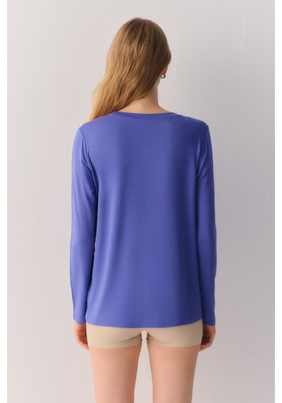 Suwen Essence Nights Uzun Kollu T-shirt Sh26901607s015 Mavi