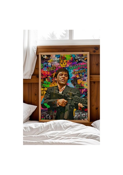 Tony Montana Çerçeveli Tablo Graffiti Ofis İçin Hediye Street Art