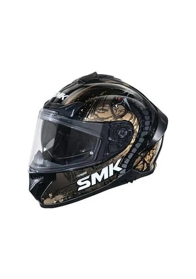 Smk Typhoon Reptile Siyah-gold Dragon Kapalı Kask Güneş Vizörlü Parlak Siyah-gold