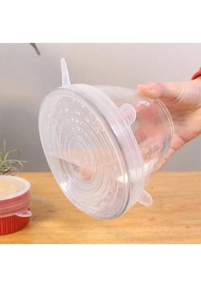 6 Lı Silikon Strech Esnek Şekil Alabilen Tazeliği Koruyan Silikon Kapaklar Plastik Çok Renkli Diğer