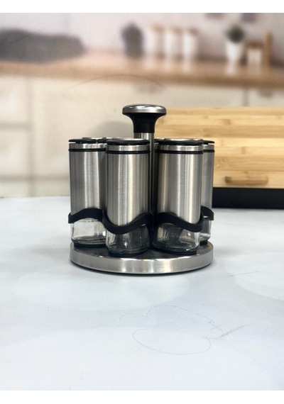 Arow Basil 7 Li 115 Ml Döner Standlı Baharat Seti Inox