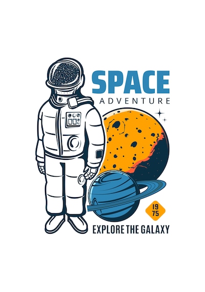 Paybuy Kadın Oversize Grafik Baskılı Tişört Uzay Teması Retro Astronot G Siyah