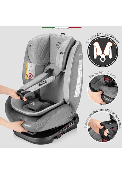 Elele Modenafix 360 Dönebilen İsofixli Oto Koltuğu 0-36 Kg Gri