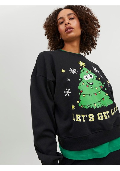 Jjxx Bisiklet Yaka Rahat Kesim Siyah Kadın Sweatshirt 12250198 Siyah
