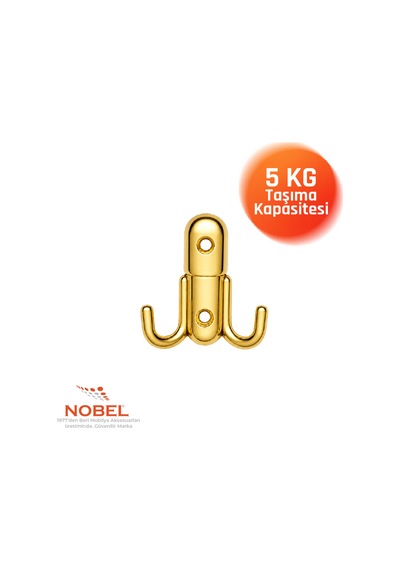 Roket Askı, Metal Vestiyer Askısı, 37 Gr, Dolap Ve Duvar Askılığı, Altin Vidalı Altın