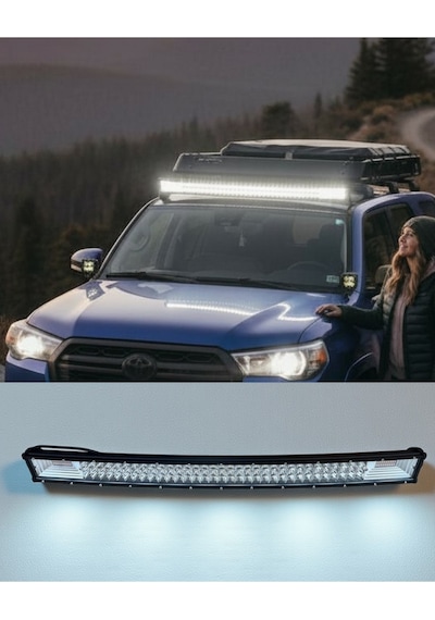 Offroad Oval Tepe Sis Lambası 80cm Beyaz-amber Çakarlı 135 Led 405w Eğimli Yayıcı Delici Off Road