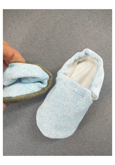 Loove Bebe Bebek Patik Ev Kreş Ayakkabısı Panduf Lastikli Ergonomik Tasarım Açık Mavi