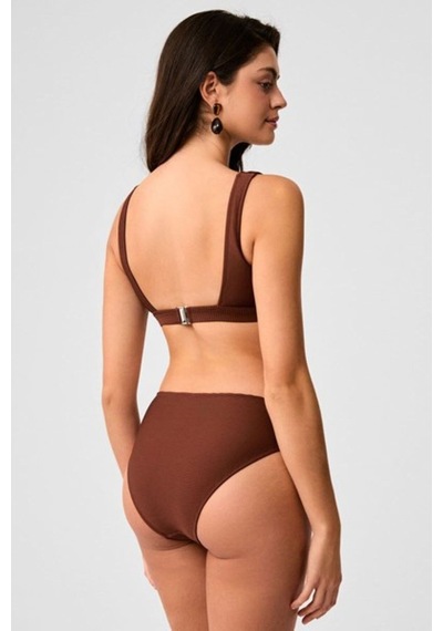 Kom Kadın Düz Renk Çıkarılabilir Kaplı Dokulu Kumaşlı Büstiyer Bikini Takımı Kahverengi Kom Kadın Düz Renk Çıkarılabilir Kaplı Dokulu Kumaşlı Büstiyer Bikini Takımı Kahverengi