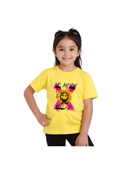 Panios Kids X Rules Baskılı Kız Çocuk Kısa Kollu T-shirt Sarı