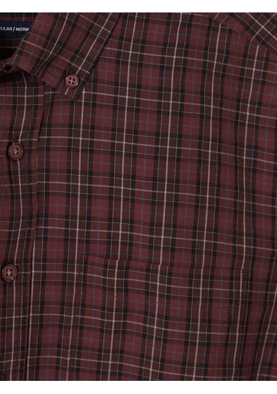 Lcwaıkıkı Classic Bordo Regular Fit Ekose Erkek Gömlek