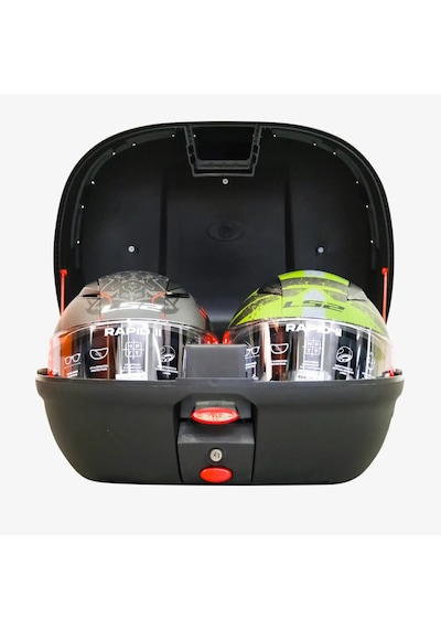 Motosiklet Arka Çanta 45 Litre Sırt Dayama Ve Üst Tabla Full Set Black Edition Siyah