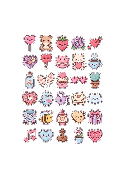 Pastel Estetik Kalp Sticker Seti 150 Adet - 5'li Mega Paket - Laptop Defter Ajanda Etiketi Çok Renkli