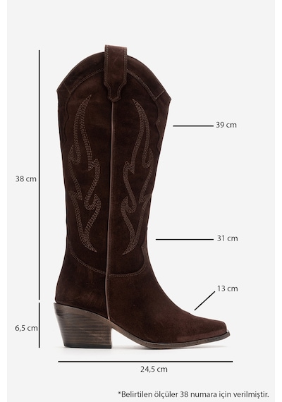 Luvishoes Pietro Kahve Kahve Süet Hakiki Deri Kadın Western Çizme Kahve