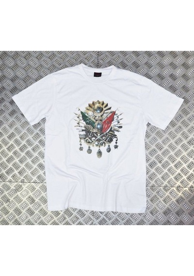 Stoned&Fame Osmanlı Tuğrası Baskılı T-shirt Beyaz