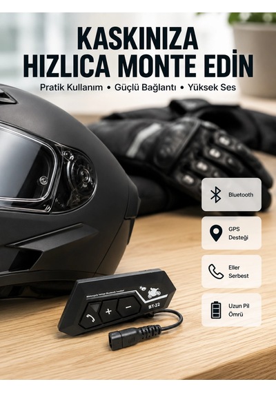 Motosiklet Sürüşleri İçin Bt22 Kask Bluetooth Kulaklık Mikrofonlu Yeni Nesil Najmaddin 10"