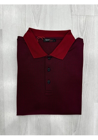 Nehir Pamuklu Merserize Desenli Erkek Polo Yaka Tişört - Bordo