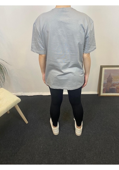 Kadın Bisiklet Yaka Oversize Fit N Baskılı Tişort Spr24tsk113 Gri Kadın Bisiklet Yaka Oversize Fit N Baskılı Tişort Spr24tsk113 Gri