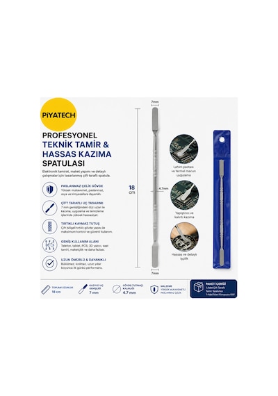 Paslanmaz Çelik Çift Taraflı Mini Spatula Ve Hassas Kazıyıcı Tamir Seti 18 Cm