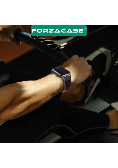Forzacase Apple Uyumlu  Watch Se 3 44mm İle Trial Cırtlı Hasır Kumaş Kordon Kayış - Fc266