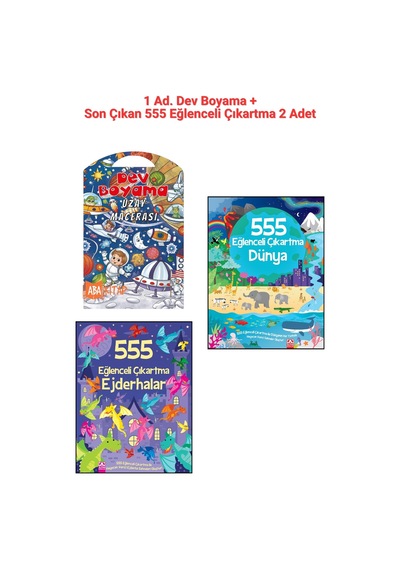 1 Ad. Dev Boyama + 555 Eğlenceli Çıkartma Dünya + 555 Eğlenceli Çıkartma Ejderhalar, Serinin Son 2 Kitabı