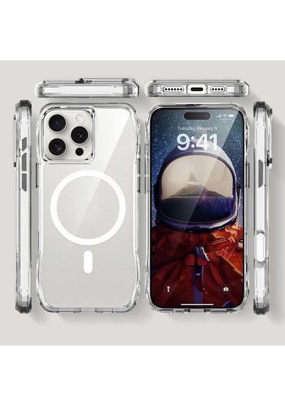 Apple Uyumlu iPhone 16 Pro Max Kılıf Zore M-safe Şarj Özellikli T-max M-safe Kapak Seffaf