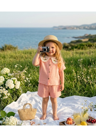 Baby Lory Kids Store Kız Çocuk Dantel Yaka Detaylı Takım AÇIK PEMBE