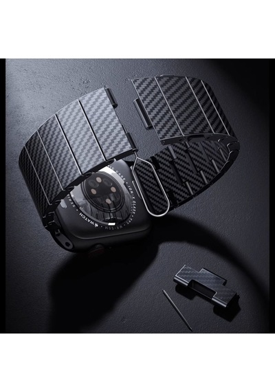 Apple Uyumlu Watch 38mm Zore Krd-90 600d Karbon Fiber Kordon