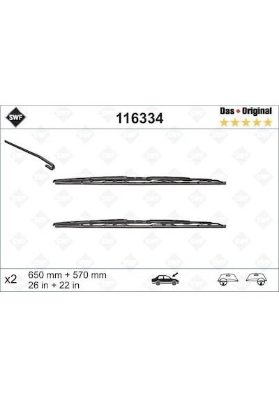 Valeo 116334 Silecek Süpürgesi Takımı 650mm / 570mm Bmw E39 Swf 61619070579 1 Takım