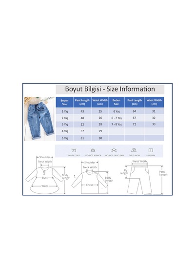 Babymod Kargo Cepli Denim Kumaş Beli Lastikli Erkek Çocuk Kot Pantolon 001