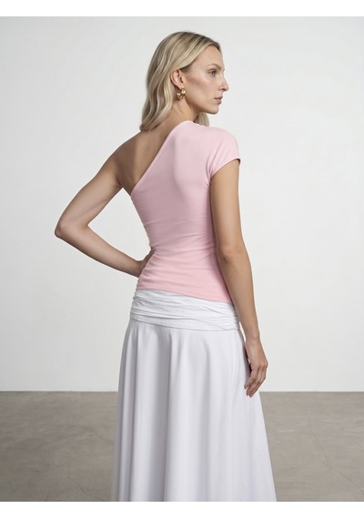 Dilvin 32877 Tek Omuzlu Tokalı Top-toz Pembe