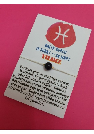 Gümüştel El Sanatları Sertifikalı Balık Burcu Yıldız Doğal Taş Ip Burç Bilekliği Çok Renkli