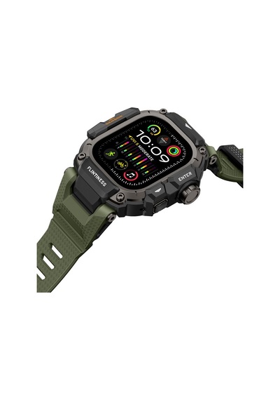 Watch Ultra 49mm Uyumlu Mohseven İwatch Punk Fortress Serisi Kasa Koruyuculu Silikon Kordon Yeşil