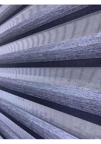 Siyah Gri Geçişli Zebra Perde (Etek Düz)