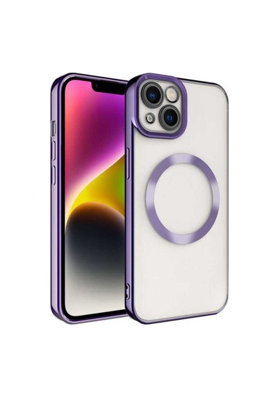 Apple Uyumlu iPhone 14 Plus Kılıf M-safe Wireless Şarj Özellikli Zore Setro Silikon Derin Mor