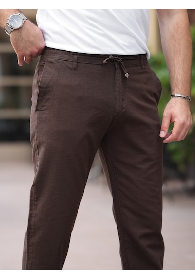 Keten Jogger Pantolon Kahverengi