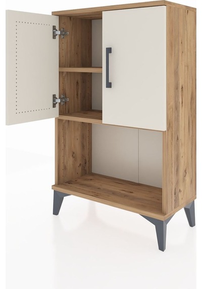 Arges Komodin 2 Raflı 2 Kapaklı 60x30x96 Çam-aytaşı Atlas Çam